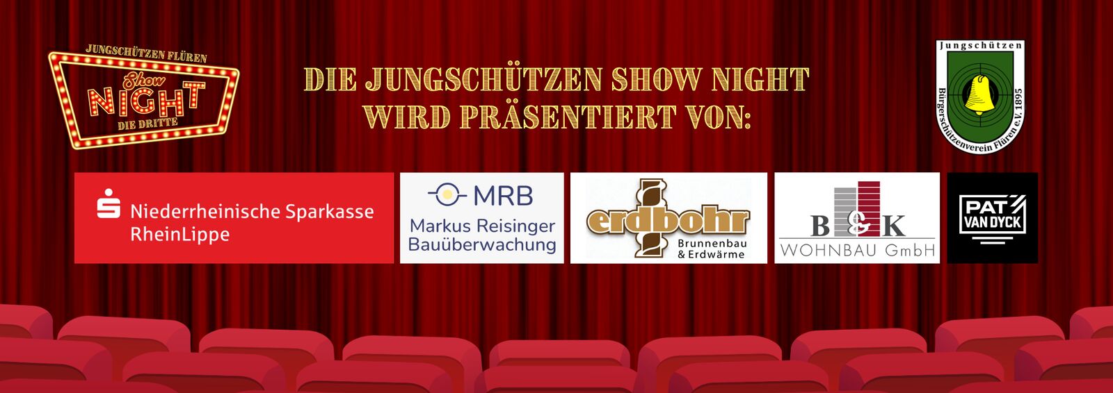 Sponsoren: Niederrheinische Sparkasse RheinLippe, MRB Markus Reisinger Bauüberwachung, erdbohr Brunnenbau und Erdwärme, B&K Wohnbau GmbH, Pat van Dyck